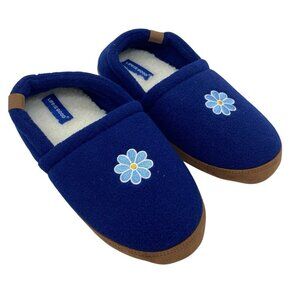 Life Is Good Slippers Women 9 Blue Daisy Embroidered Fleece Indoor Outdoor Shoes